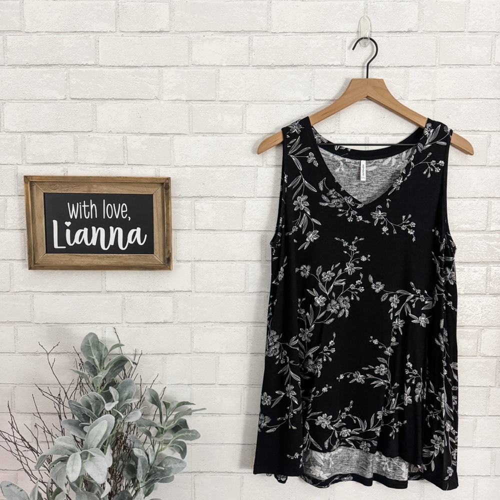 POPYOUNG Women’s Floral Black Sleeveless Top
